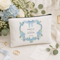 Boda de Hortensia Azul Cresta Floral Acuarela