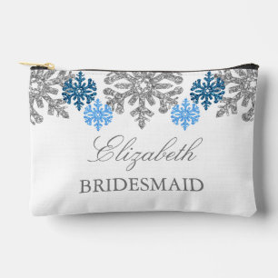 Bolsito Accesorio Pequeño Boda de Invierno Silver Blue Snowflakes