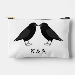Bolsito Accesorio Pequeño Boda gótico Kissing Ravens Monogrammed