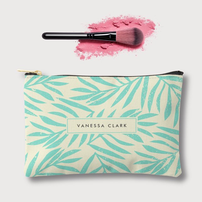 Bolsito Accesorio Pequeño Boho Resumen Hojas de Palm Grunge Azul (Subido por el creador)