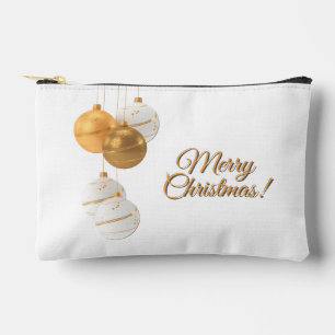 Bolsito Accesorio Pequeño Bolas de Navidad doradas y blancas con texto perso