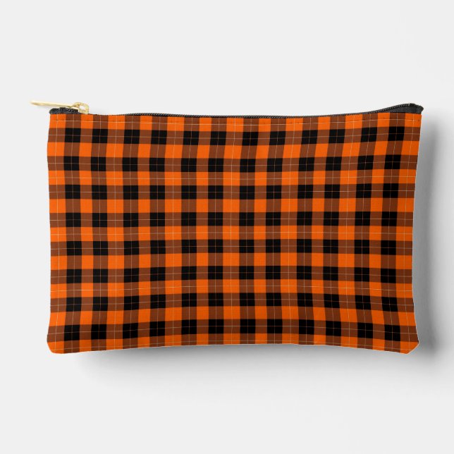Bolsito Accesorio Pequeño Bold Orange and Black Buffalo Plaid (Anverso)