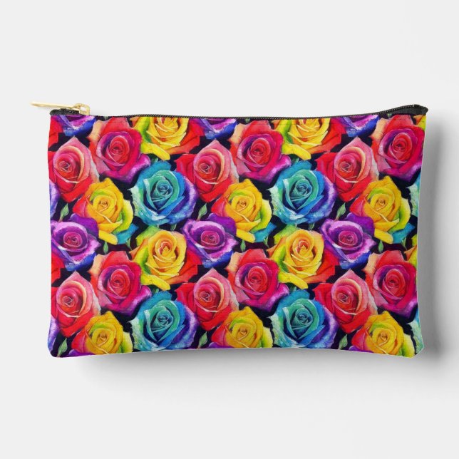 Bolsito Accesorio Pequeño Bold watercolor rose array, floral pattern (Anverso)