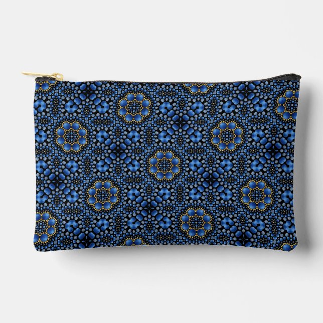 Bolsito Accesorio Pequeño Bonito Girly Blue & Gold Dot Art Mandala Patrón (Anverso)