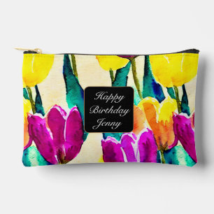 Bolsito Accesorio Pequeño Bonito guion tulips garden amarillo beige