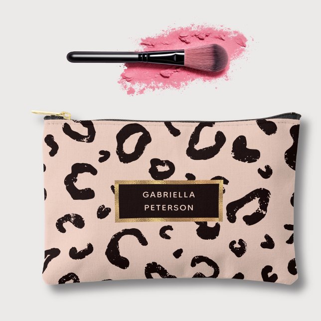 Bolsito Accesorio Pequeño Bonito marco dorado del patrón de leopardo rosado (Subido por el creador)
