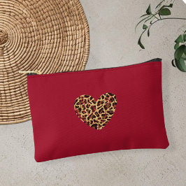 Bolsito Accesorio Pequeño Bordeaux red accessory bag, leopard print bag, 