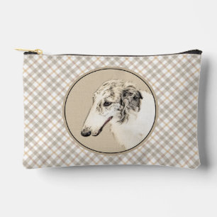 Bolsito Accesorio Pequeño Borzoi Plata Atigrado Pintura Lobo Perro Arte