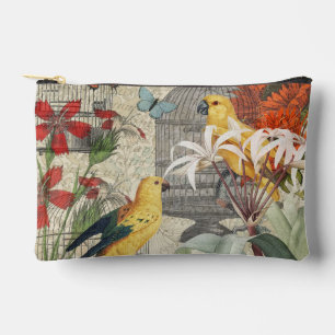 Bolsito Accesorio Pequeño Botánico Vintage Pájaro Naturaleza Antiguo Tropica