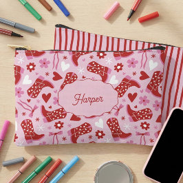 Bolsito Accesorio Pequeño Botas de vaquera rosadas retro y lazos personaliza