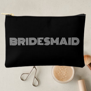 Bolsito Accesorio Pequeño Bridesmaid de tipografía moderna y negra