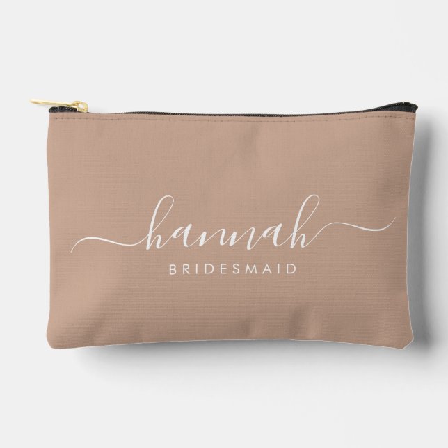 Bolsito Accesorio Pequeño Bridesmaid Modern Minimal Script Cosmético (Anverso)