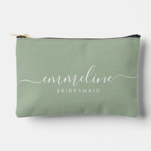 Bolsito Accesorio Pequeño Bridesmaid Modern Minimal Script Sage