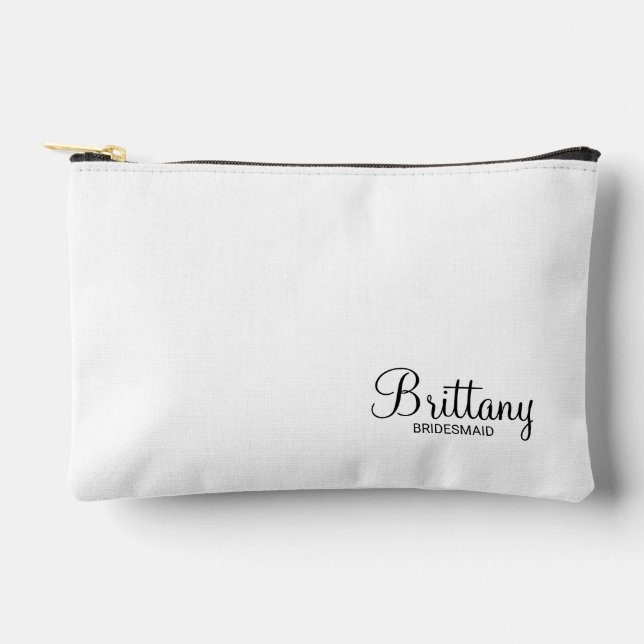 Bolsito Accesorio Pequeño Bridesmaid personalizada de escritura moderna (Anverso)