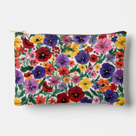 Bolsito Accesorio Pequeño Bright Spring Pansies Floral Garden Pattern