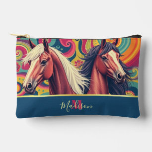 Bolsito Accesorio Pequeño Caballos marrones con un nombre de patrón colorido
