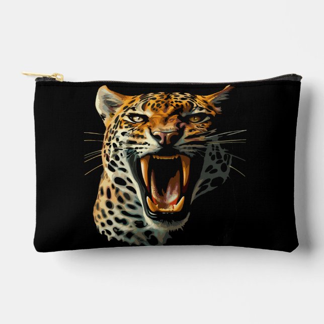 Bolsito Accesorio Pequeño Cabeza de ataque ruidosa de leopardo (Anverso)