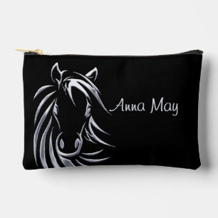 Bolsito Accesorio Pequeño Cabeza de caballo plateado con guión negro persona