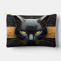 Cabeza de Gato Negro con Diseño de Goteo de Oro 🐈