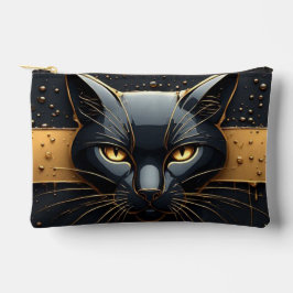 Bolsito Accesorio Pequeño Cabeza de Gato Negro con Diseño de Goteo de Oro 🐈