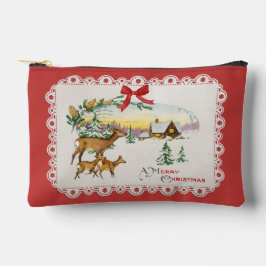 Bolsito Accesorio Pequeño Cabina y ciervo de Navidad vintage