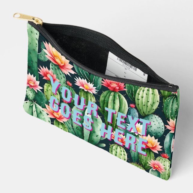 Bolsito Accesorio Pequeño cactus ilustracion tu texto aquí personalizado (Abierto)