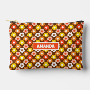 Bolsito Accesorio Pequeño Caída Retro Flores de Otoño Patrón Marrón