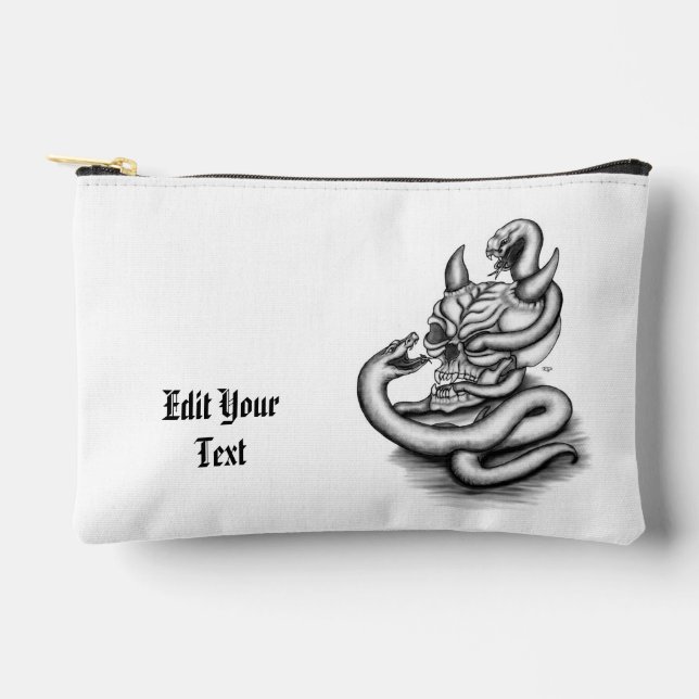 Bolsito Accesorio Pequeño Calavera - Cabeza malvada con serpiente (Anverso)