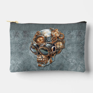 Bolsito Accesorio Pequeño Calavera steampunk vintage de naranja y gris azula