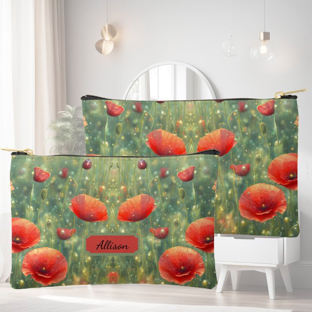 Bolsito Accesorio Pequeño Campo brillante de amapolas rojas, personalizable (Subido por el creador)