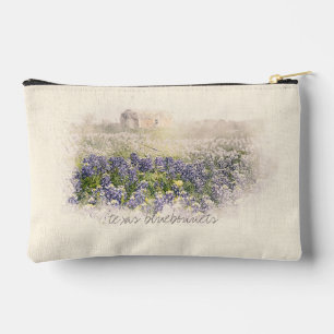 Bolsito Accesorio Pequeño Campo de Bluebonnet Dibujado a Acuarela