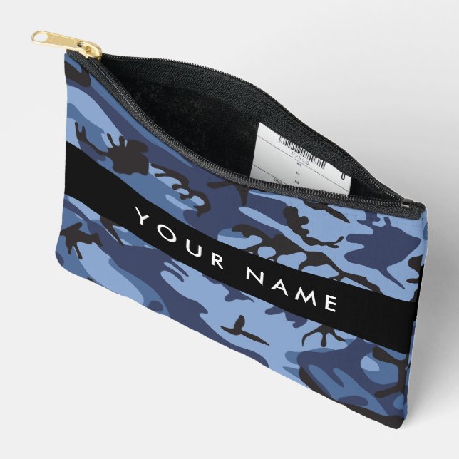 Bolsito Accesorio Pequeño Camuflaje azul marino Tu nombre Personaliza (Abierto)