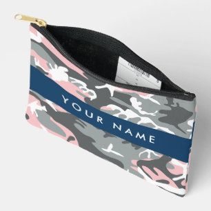 Bolsito Accesorio Pequeño Camuflaje rosa y gris Personaliza tu nombre