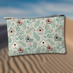 Bolsito Accesorio Pequeño Casas de pájaros pastel vintage con flores en flor