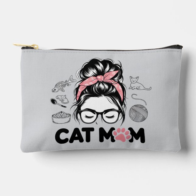 Bolsito Accesorio Pequeño "Cat Mom" Funny Cute Cat Lover Women (Anverso)