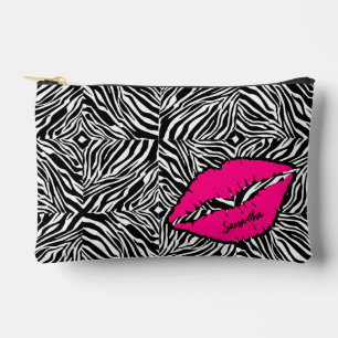 Bolsito Accesorio Pequeño Cebra simple con labios rosados personalizados