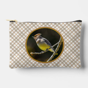 Bolsito Accesorio Pequeño Cedar Waxwing Songbird Foto original de ave silves