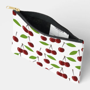 Bolsito Accesorio Pequeño Cerezo Rojo, Patrón De Cerezas, Hojas, Fruta