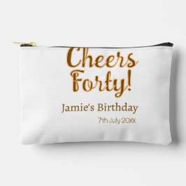 Bolsito Accesorio Pequeño Cheers forty orange brown calligraphy birthday nam