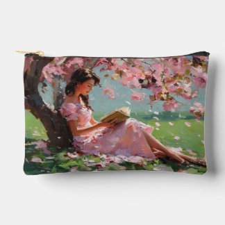 Bolsito Accesorio Pequeño Cherry Blossom Reading Girl Pouch