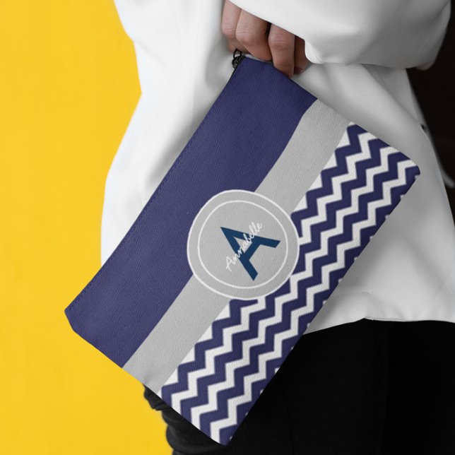 Bolsito Accesorio Pequeño Chevron gris azul oscuro (Subido por el creador)