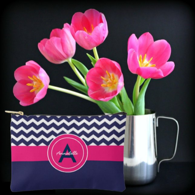 Bolsito Accesorio Pequeño Chevron rosa azul oscuro (Subido por el creador)