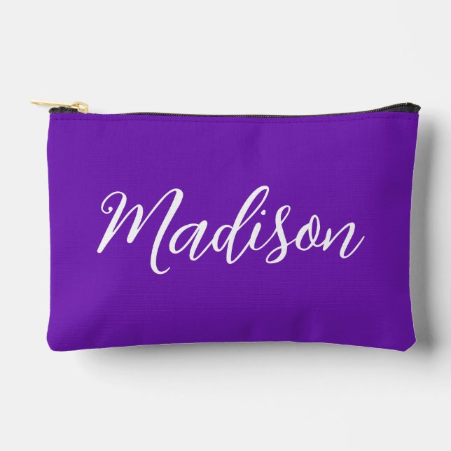Bolsito Accesorio Pequeño Chic Purple Name in Handwritten Script Custom (Anverso)