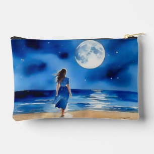 Bolsito Accesorio Pequeño Chica en la playa bajo una luna llena