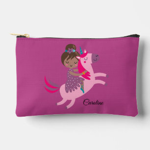Bolsito Accesorio Pequeño Chica haitiana de brunette en una unicornio