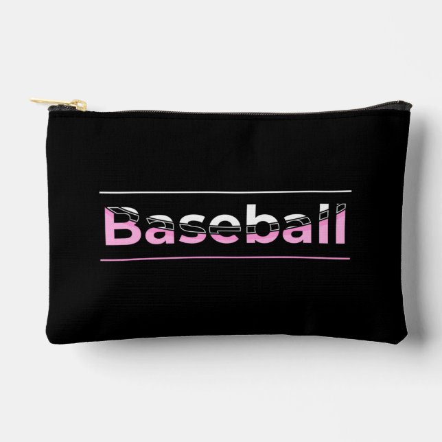 Bolsito Accesorio Pequeño Chicas Béisbol - Tipografía Geométrica Rosa (Anverso)
