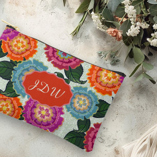 Bolsito Accesorio Pequeño Chintz Meadow Floral Art Monograma
