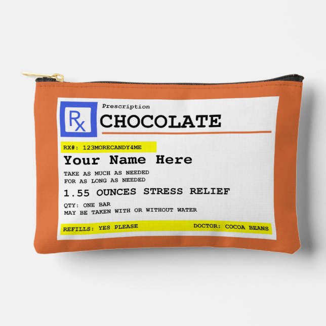 Bolsito Accesorio Pequeño Chocolate de prescripción personalizado (Anverso)