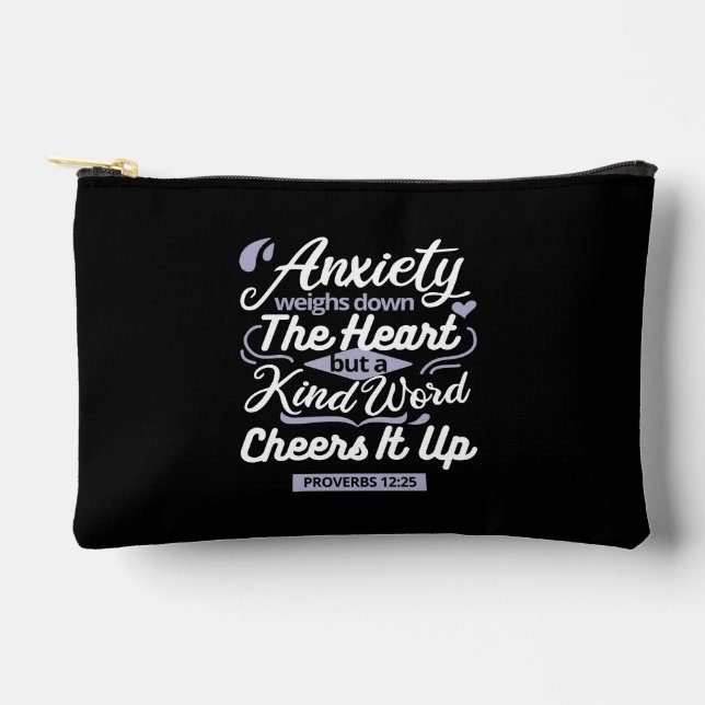 Bolsito Accesorio Pequeño Christian Encouragement Quote – Anxiety & Kindness (Anverso)
