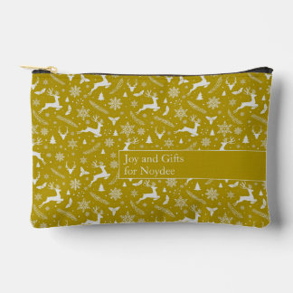 Bolsito Accesorio Pequeño Christmas Reindeer Pattern Yellow with Text
